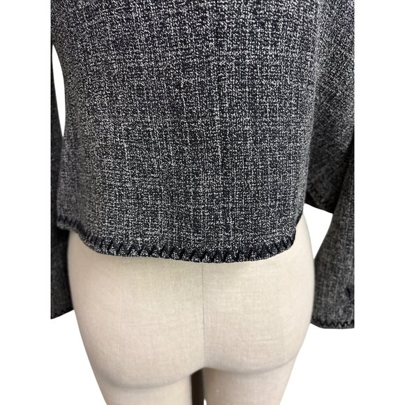 Georgiou Studio Womens Black White Tweed Embroidered Button-Up Blazer Size 8 - Picture 12 of 16